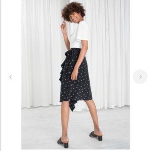 &other stories tropical floral midi wrap skirt